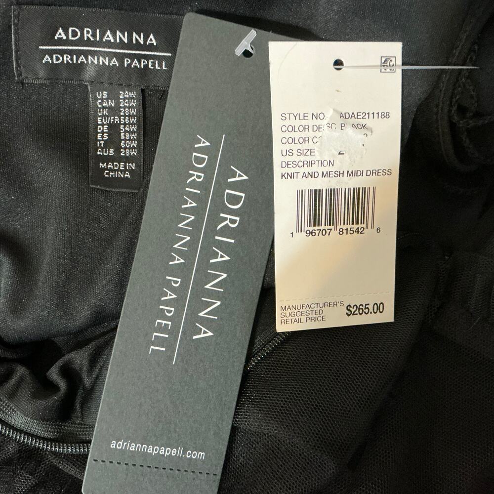 Adrianna Papell Women's Cocktail Dress Size 24W Black Tulle Midi Fit and Flare - Picture 11 of 13